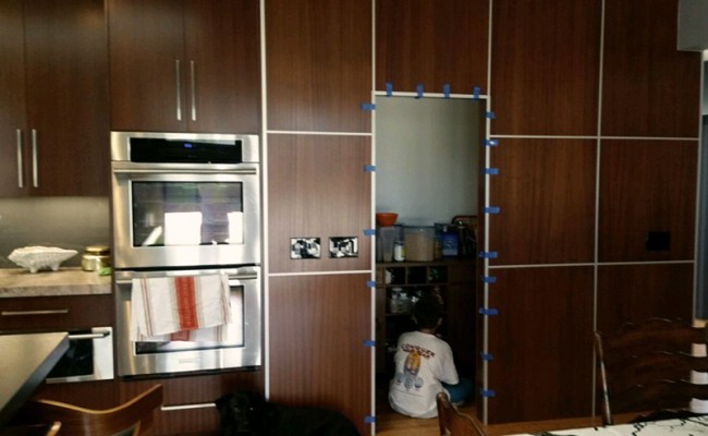 Pt-Loma-Fridge-wall-of-wood-install